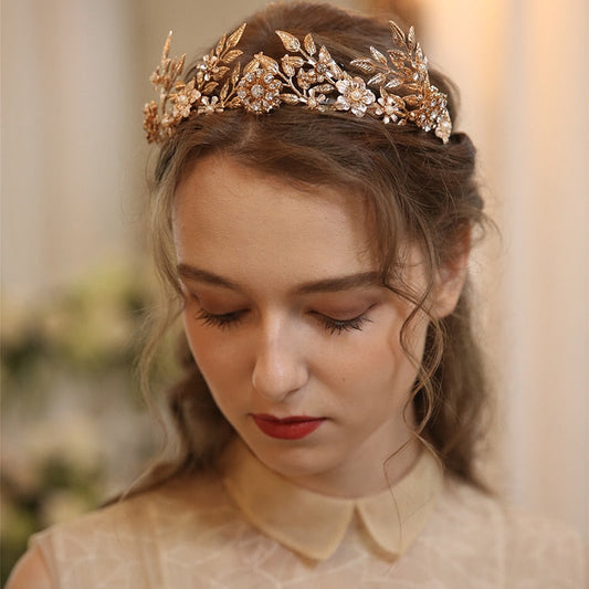 Gold Floral Bohemian Wedding Crown