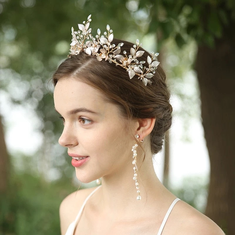 Virginia Crystal Bridal Tiara with Earrings