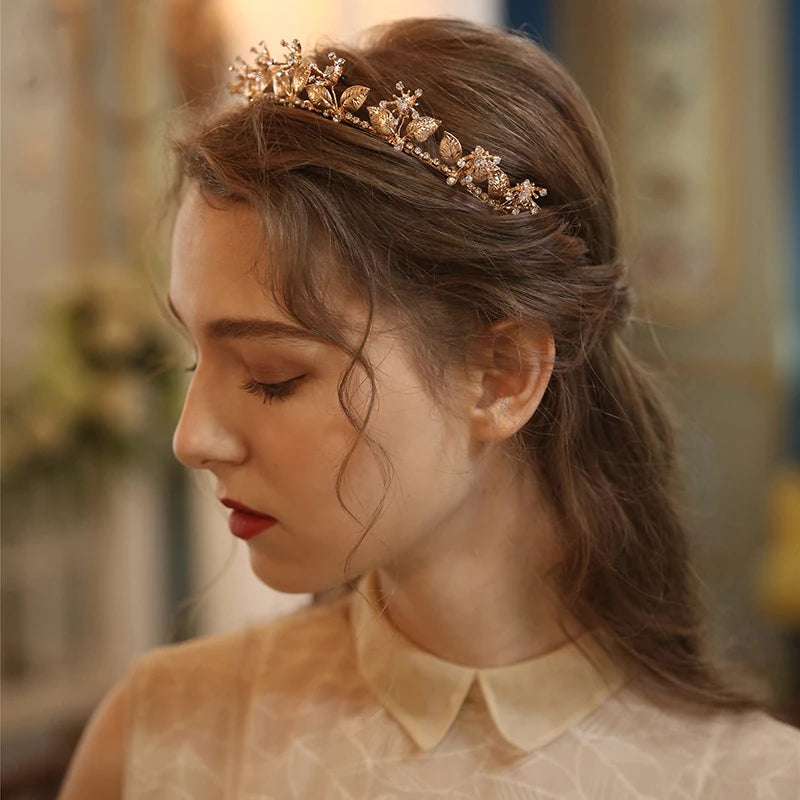 Aurora Gold Floral Bohemian Bridal Headband