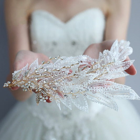 beaded bridal lace hair accessories

