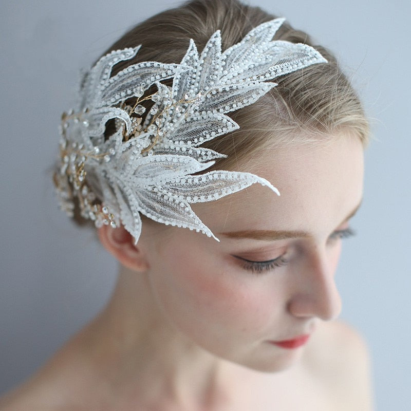 bohemian beaded lace hairpiece