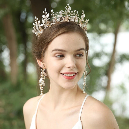 Virginia Crystal Bridal Tiara with Earrings