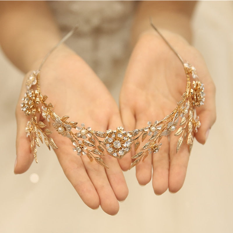 gold floral bohemian wedding headpiece